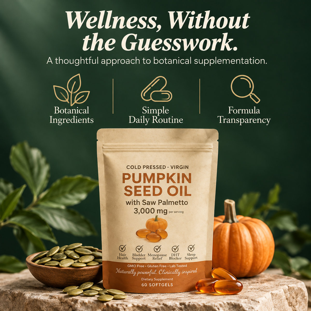 BLEEMM Botanical+ | Pumpkin Seed Oil with Saw Palmetto