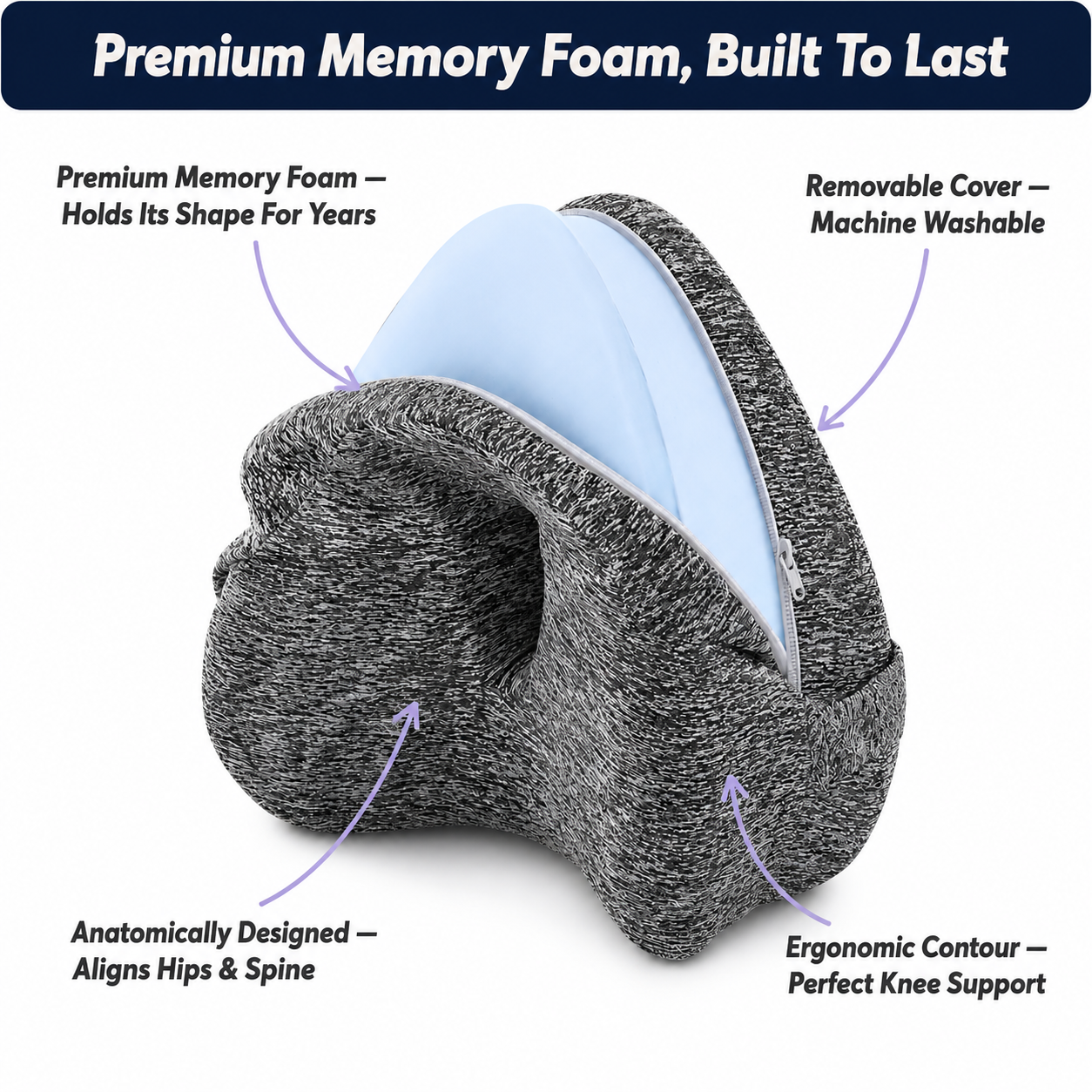 Snoozly™ Knee Pillow — Aligned Sleep, Every Night ⭐