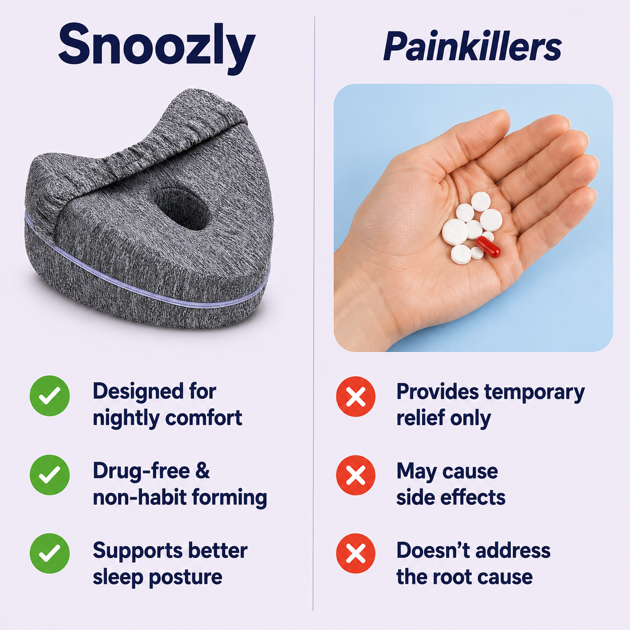 Snoozly™ Knee Pillow — Aligned Sleep, Every Night ⭐